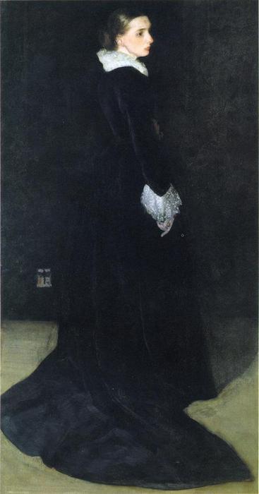 WikiOO.org - Encyclopedia of Fine Arts - Maľba, Artwork James Abbott Mcneill Whistler - Arrangement in Black, No. 2. Portrait of Mrs. Louis Huth