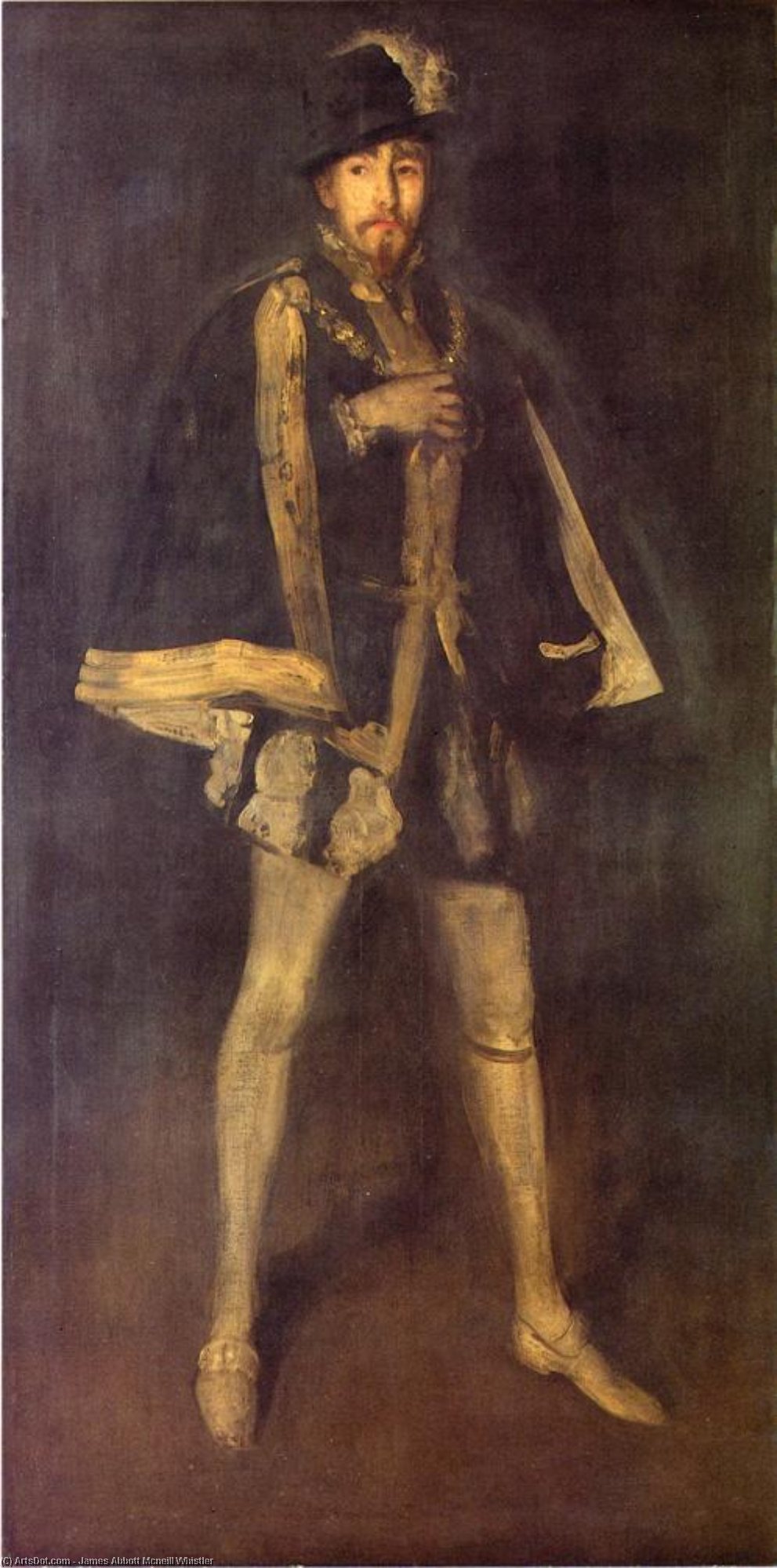 WikiOO.org - Encyclopedia of Fine Arts - Målning, konstverk James Abbott Mcneill Whistler - Arrangement in Black, No. 3. Sir Henry Irving as Philip II of Spain