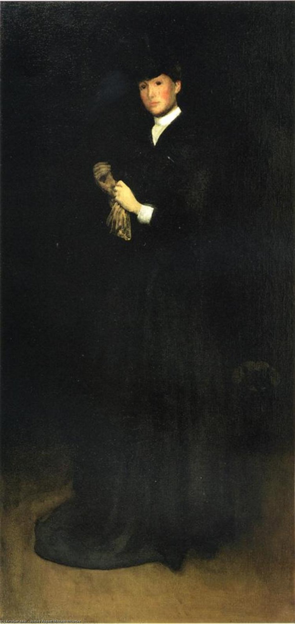 Wikioo.org - Bách khoa toàn thư về mỹ thuật - Vẽ tranh, Tác phẩm nghệ thuật James Abbott Mcneill Whistler - Arrangement in Black, No. 8. Portrait of Mrs. Cassatt