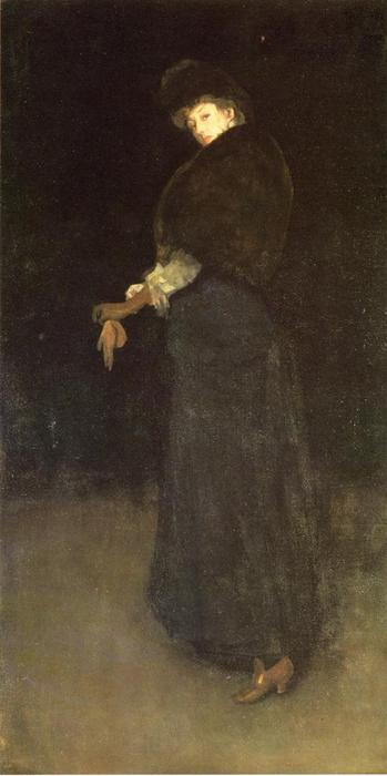 Wikioo.org - The Encyclopedia of Fine Arts - Painting, Artwork by James Abbott Mcneill Whistler - Arrangement in Black. The Lady in the Yellow Buskin