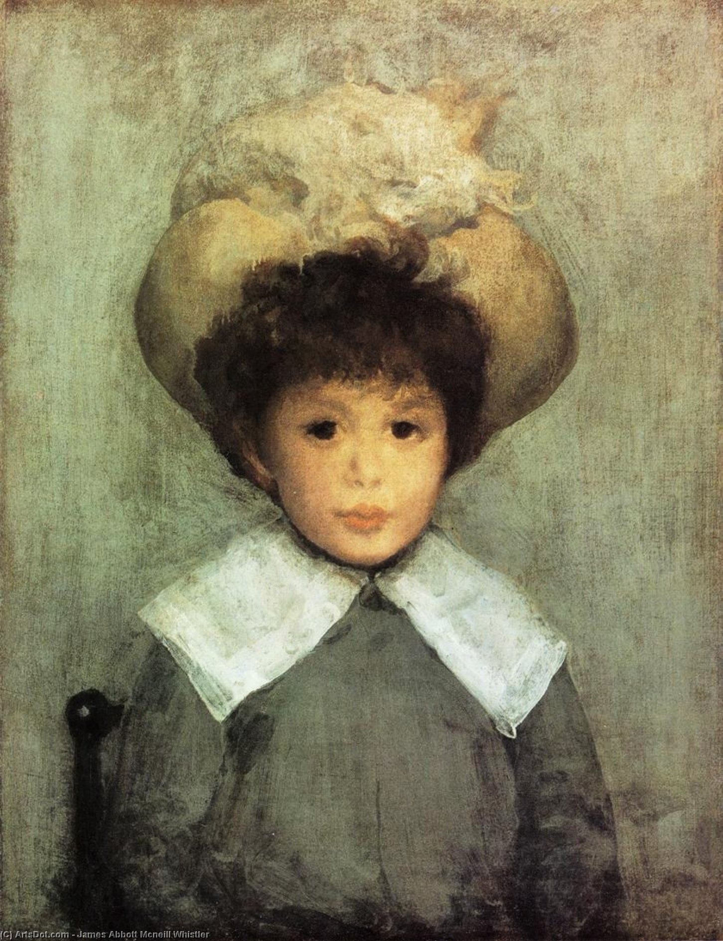 Wikioo.org - The Encyclopedia of Fine Arts - Painting, Artwork by James Abbott Mcneill Whistler - Arrangement in Grey. Portrait of Master Stephen Manuel