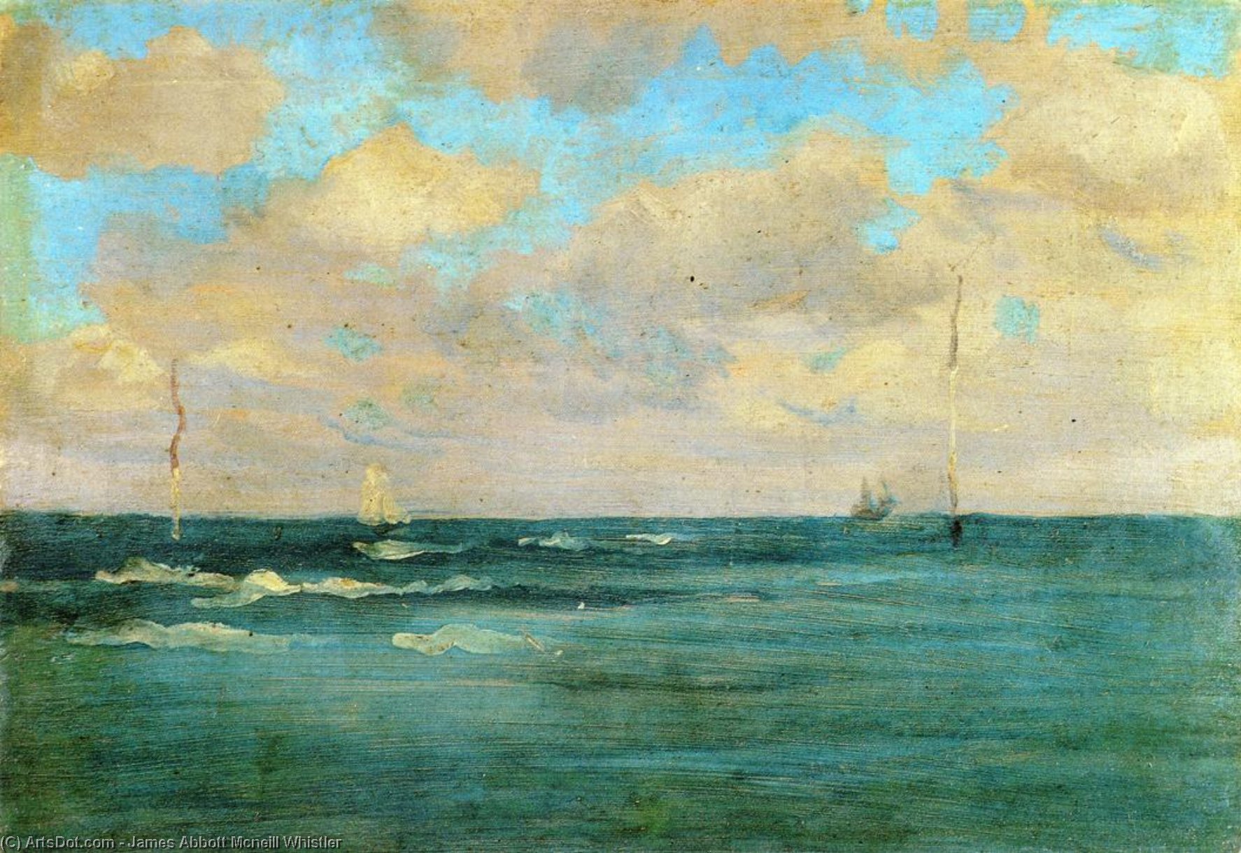 Wikioo.org - Bách khoa toàn thư về mỹ thuật - Vẽ tranh, Tác phẩm nghệ thuật James Abbott Mcneill Whistler - Bathing Posts