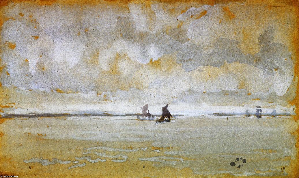 Wikoo.org - موسوعة الفنون الجميلة - اللوحة، العمل الفني James Abbott Mcneill Whistler - Grey Note - Mouth of the Thames
