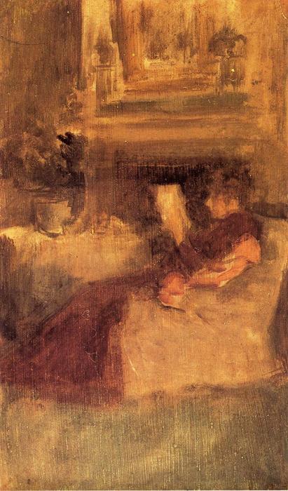 Wikioo.org – L'Enciclopedia delle Belle Arti - Pittura, Opere di James Abbott Mcneill Whistler - Lettura signorina Ethel Philip