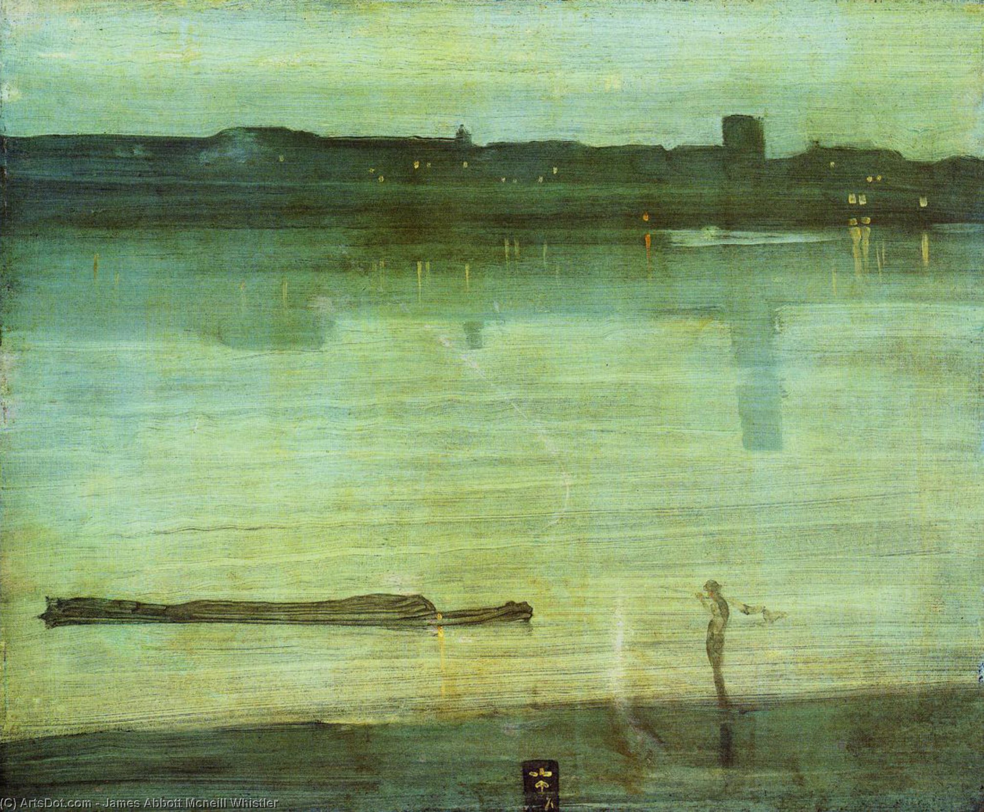 Wikioo.org - The Encyclopedia of Fine Arts - Painting, Artwork by James Abbott Mcneill Whistler - Nocturne in Blue and Green