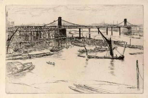 Wikioo.org - Bách khoa toàn thư về mỹ thuật - Vẽ tranh, Tác phẩm nghệ thuật James Abbott Mcneill Whistler - Old Hungerford Bridge