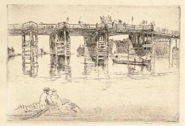 Wikioo.org - Bách khoa toàn thư về mỹ thuật - Vẽ tranh, Tác phẩm nghệ thuật James Abbott Mcneill Whistler - Old Putney Bridge