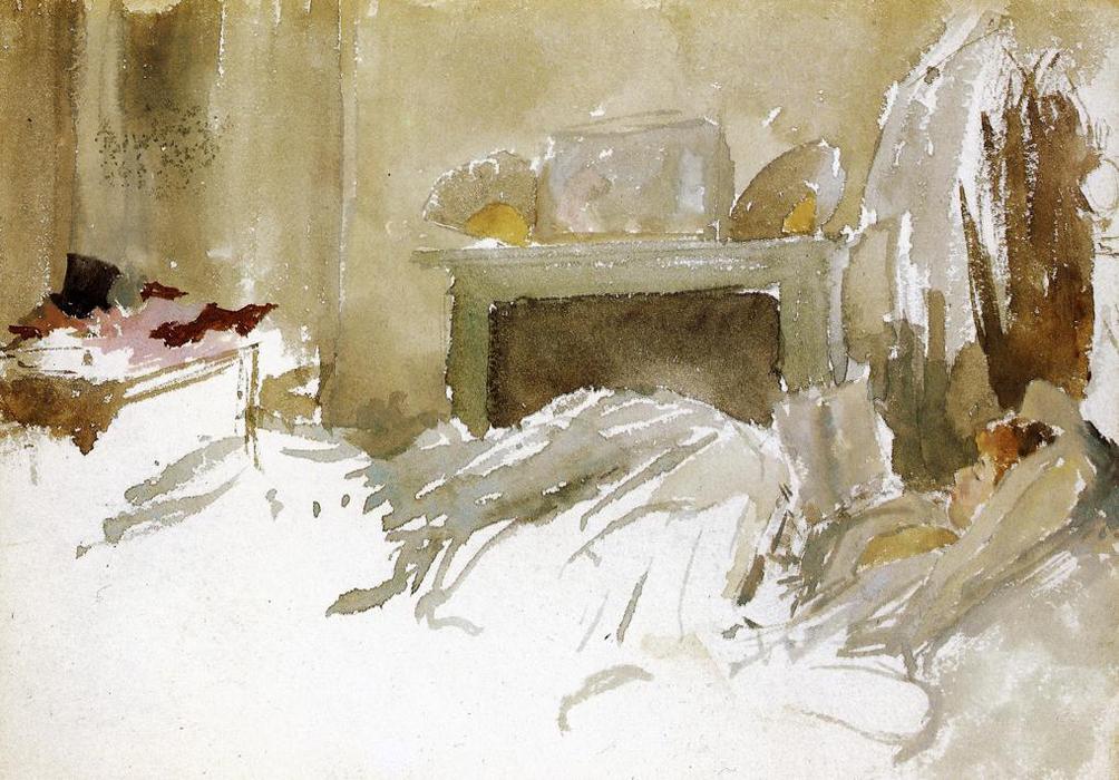 Wikioo.org – La Enciclopedia de las Bellas Artes - Pintura, Obras de arte de James Abbott Mcneill Whistler - descanso in cama