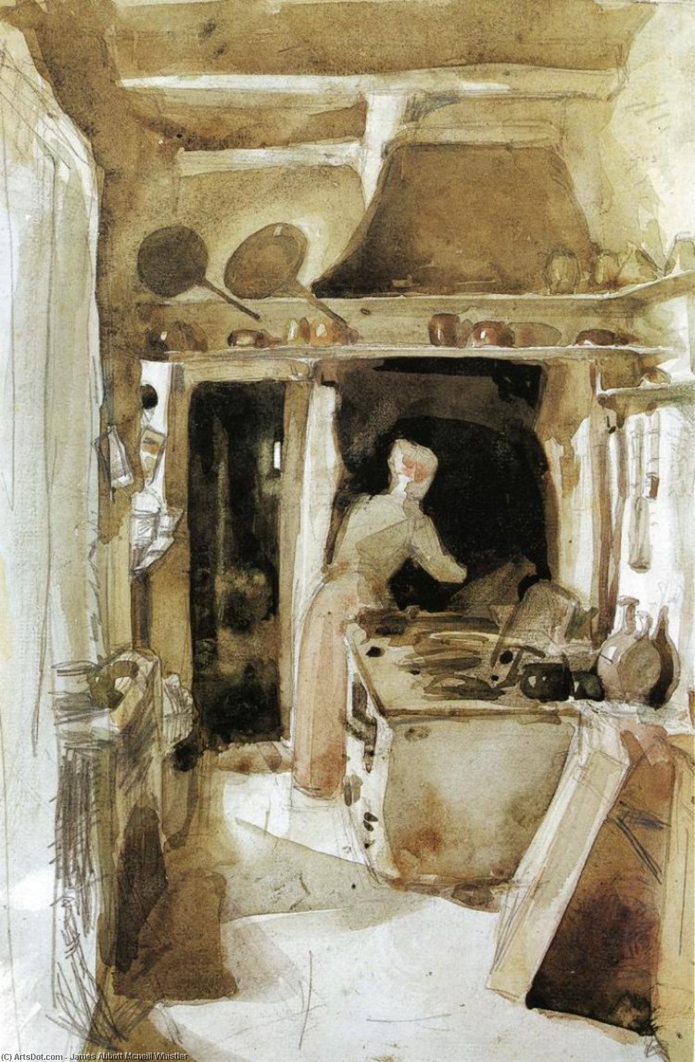 Wikioo.org - สารานุกรมวิจิตรศิลป์ - จิตรกรรม James Abbott Mcneill Whistler - The Kitchen