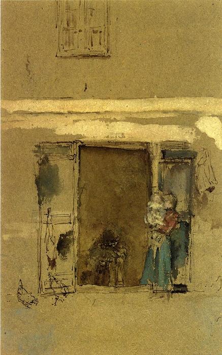 Wikioo.org - Bách khoa toàn thư về mỹ thuật - Vẽ tranh, Tác phẩm nghệ thuật James Abbott Mcneill Whistler - The Open Door