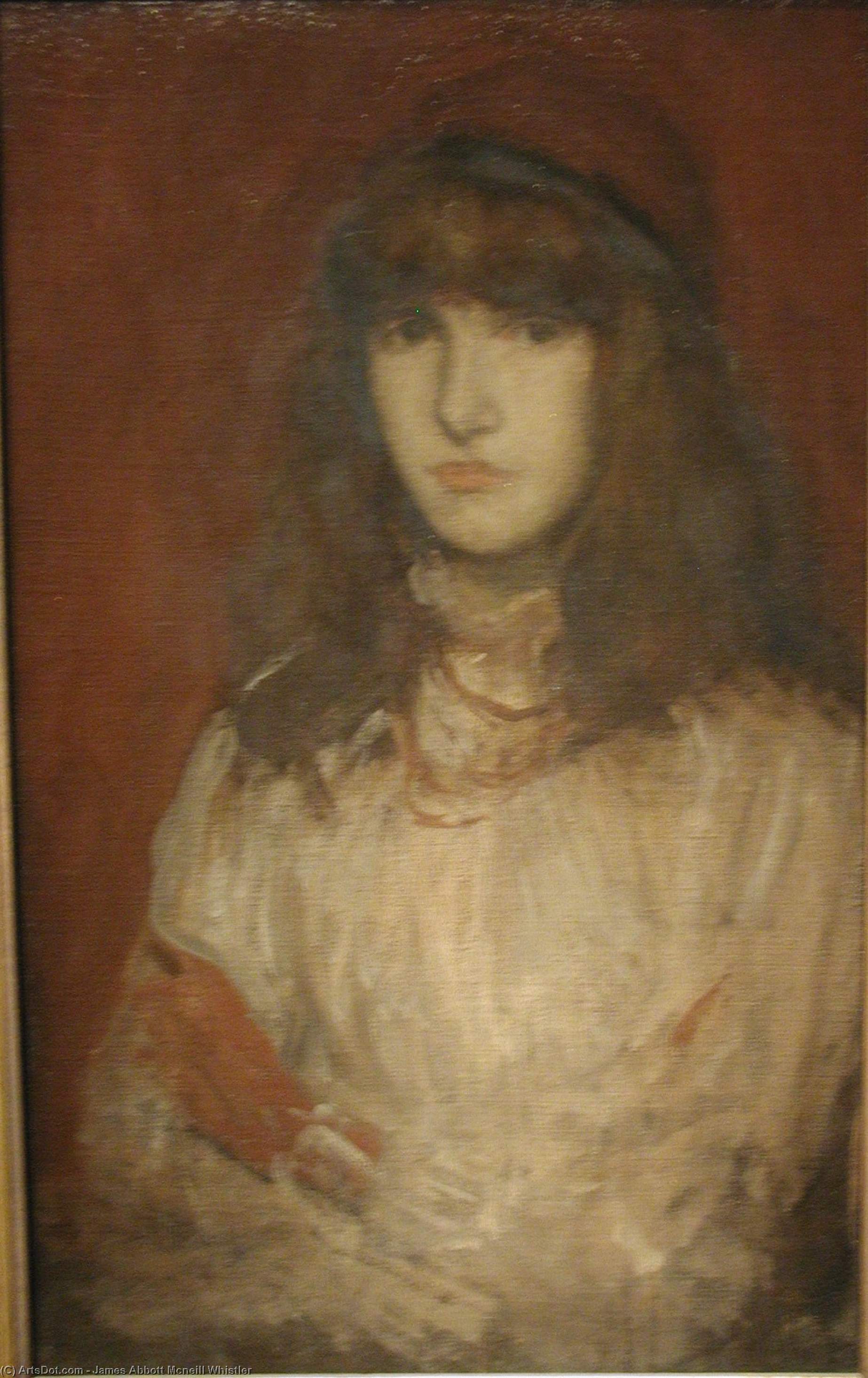 WikiOO.org - Encyclopedia of Fine Arts - Maalaus, taideteos James Abbott Mcneill Whistler - The Red Glove