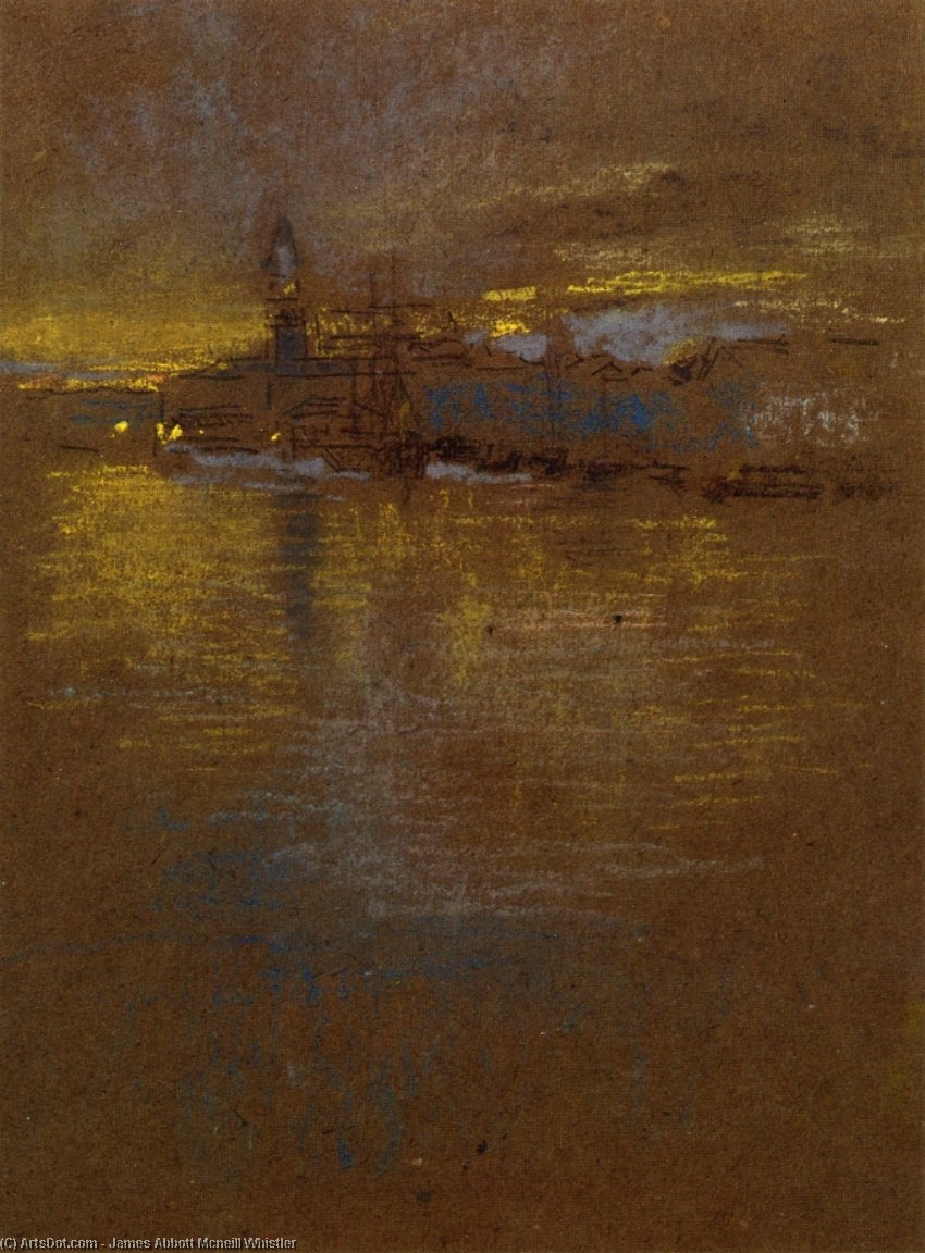 Wikoo.org - موسوعة الفنون الجميلة - اللوحة، العمل الفني James Abbott Mcneill Whistler - View across the Lagoon
