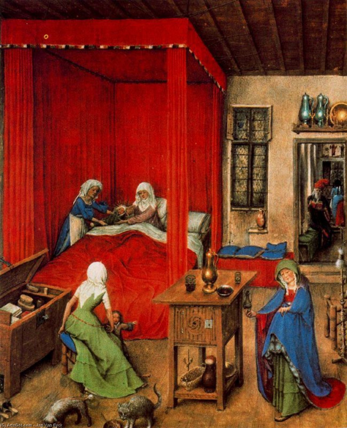 Wikioo.org - The Encyclopedia of Fine Arts - Painting, Artwork by Jan Van Eyck - The birth of St John the Baptist