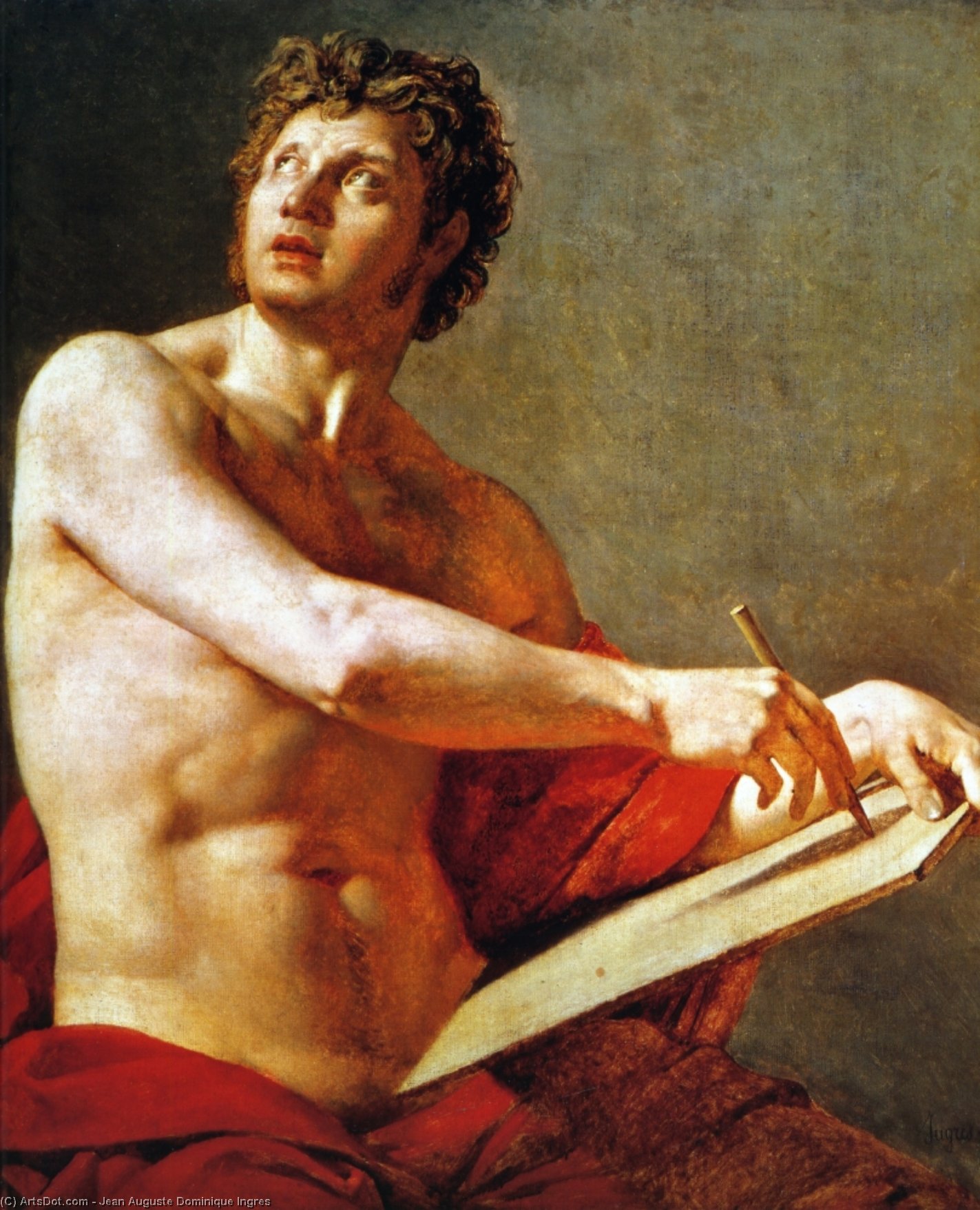 WikiOO.org - אנציקלופדיה לאמנויות יפות - ציור, יצירות אמנות Jean Auguste Dominique Ingres - Academic Study of a Male Torso