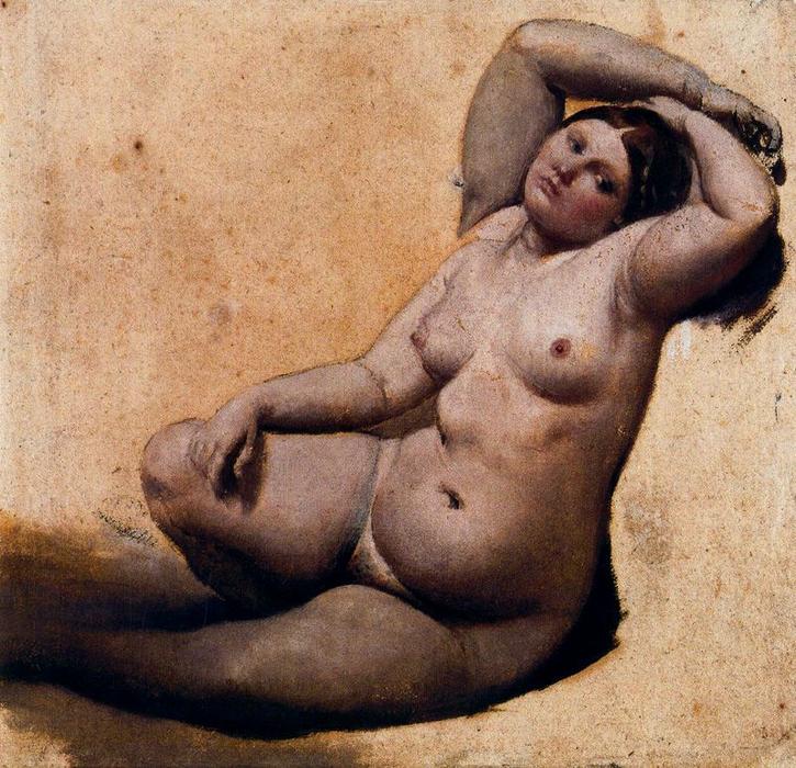 Wikioo.org – La Enciclopedia de las Bellas Artes - Pintura, Obras de arte de Jean Auguste Dominique Ingres - bosquejo del aceite porque  el  turco  baño