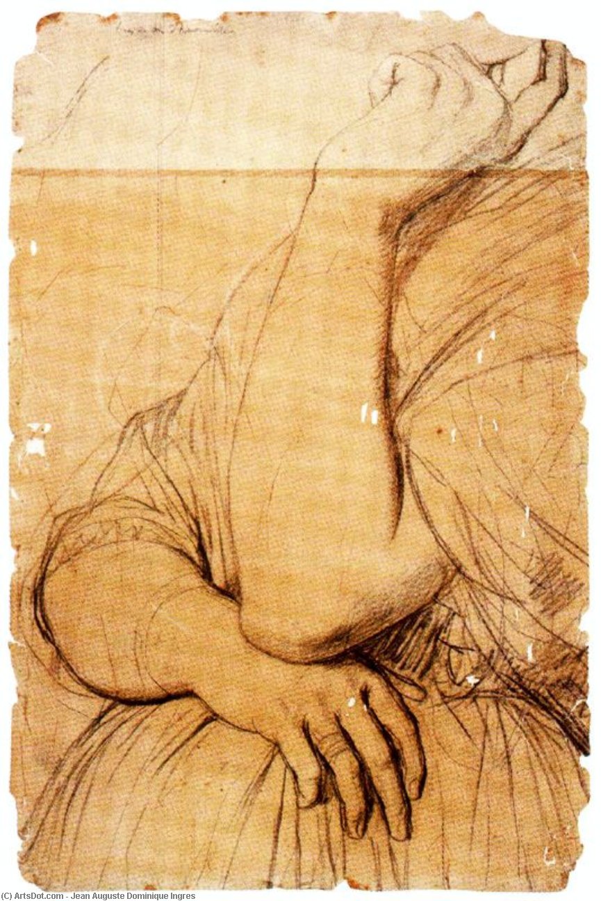 Wikioo.org - The Encyclopedia of Fine Arts - Painting, Artwork by Jean Auguste Dominique Ingres - Study for the Portrait of Vicomtesse Louise-Albertine d'Haussonville