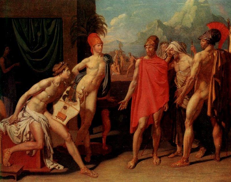 Wikoo.org - موسوعة الفنون الجميلة - اللوحة، العمل الفني Jean Auguste Dominique Ingres - The Ambassadors of Agamemnon in the Tent of Achilles
