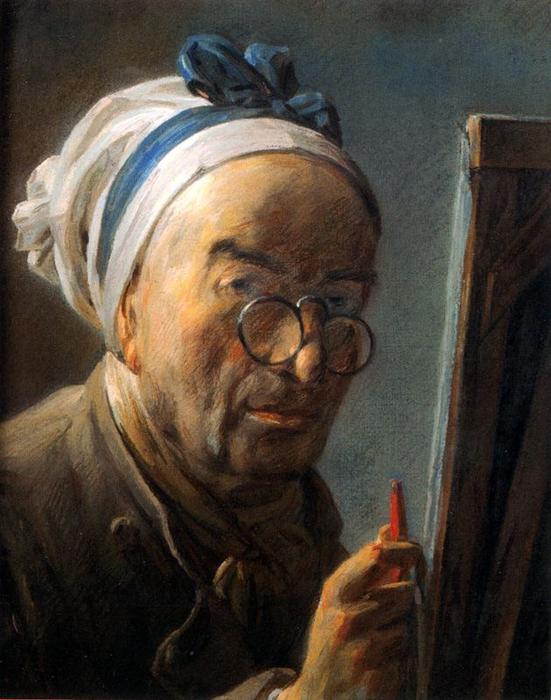 WikiOO.org – 美術百科全書 - 繪畫，作品 Jean-Baptiste Simeon Chardin - Autorretrato金chevalet
