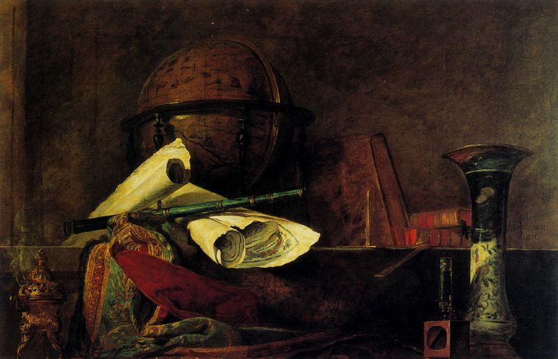 Wikioo.org - The Encyclopedia of Fine Arts - Painting, Artwork by Jean-Baptiste Simeon Chardin - Les Attributs des Sciences
