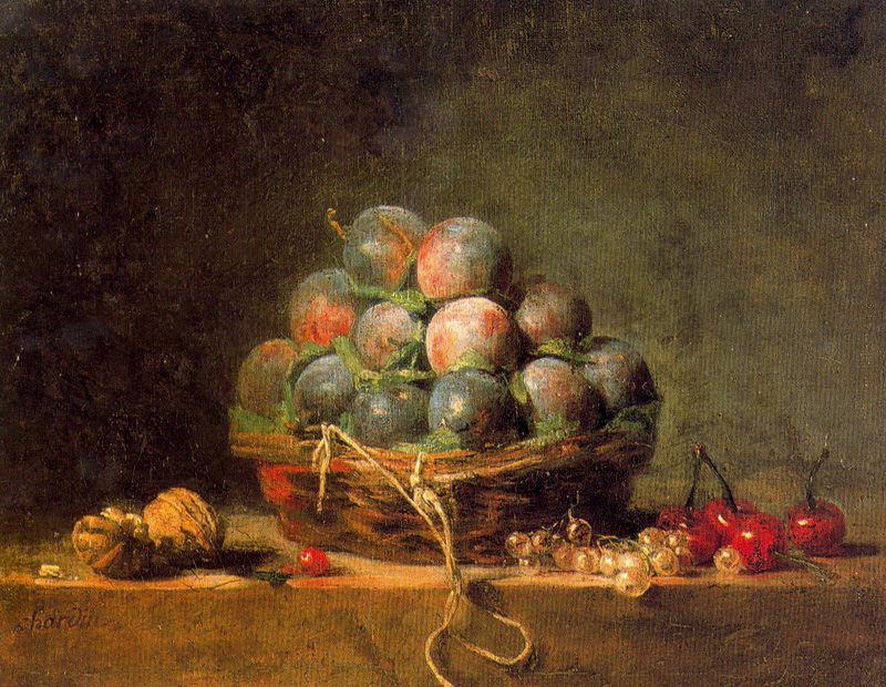 Wikioo.org – La Enciclopedia de las Bellas Artes - Pintura, Obras de arte de Jean-Baptiste Simeon Chardin - Les Prunes