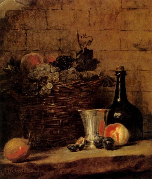 Wikioo.org - The Encyclopedia of Fine Arts - Painting, Artwork by Jean-Baptiste Simeon Chardin - Panier de raisins blancs et noirs