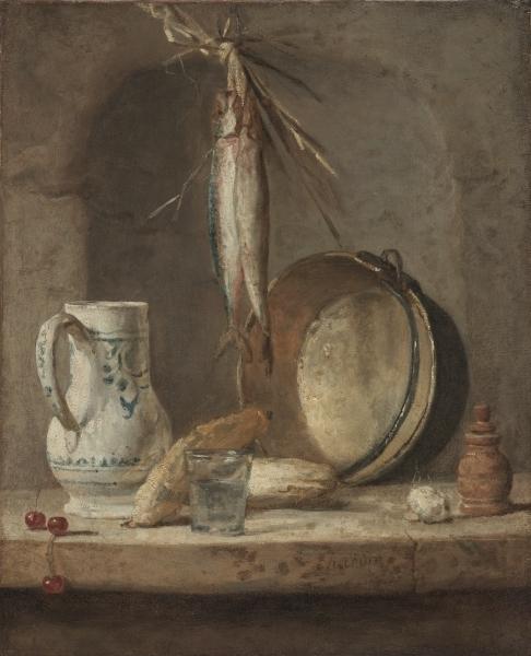 WikiOO.org - אנציקלופדיה לאמנויות יפות - ציור, יצירות אמנות Jean-Baptiste Simeon Chardin - Still Life with Herrings