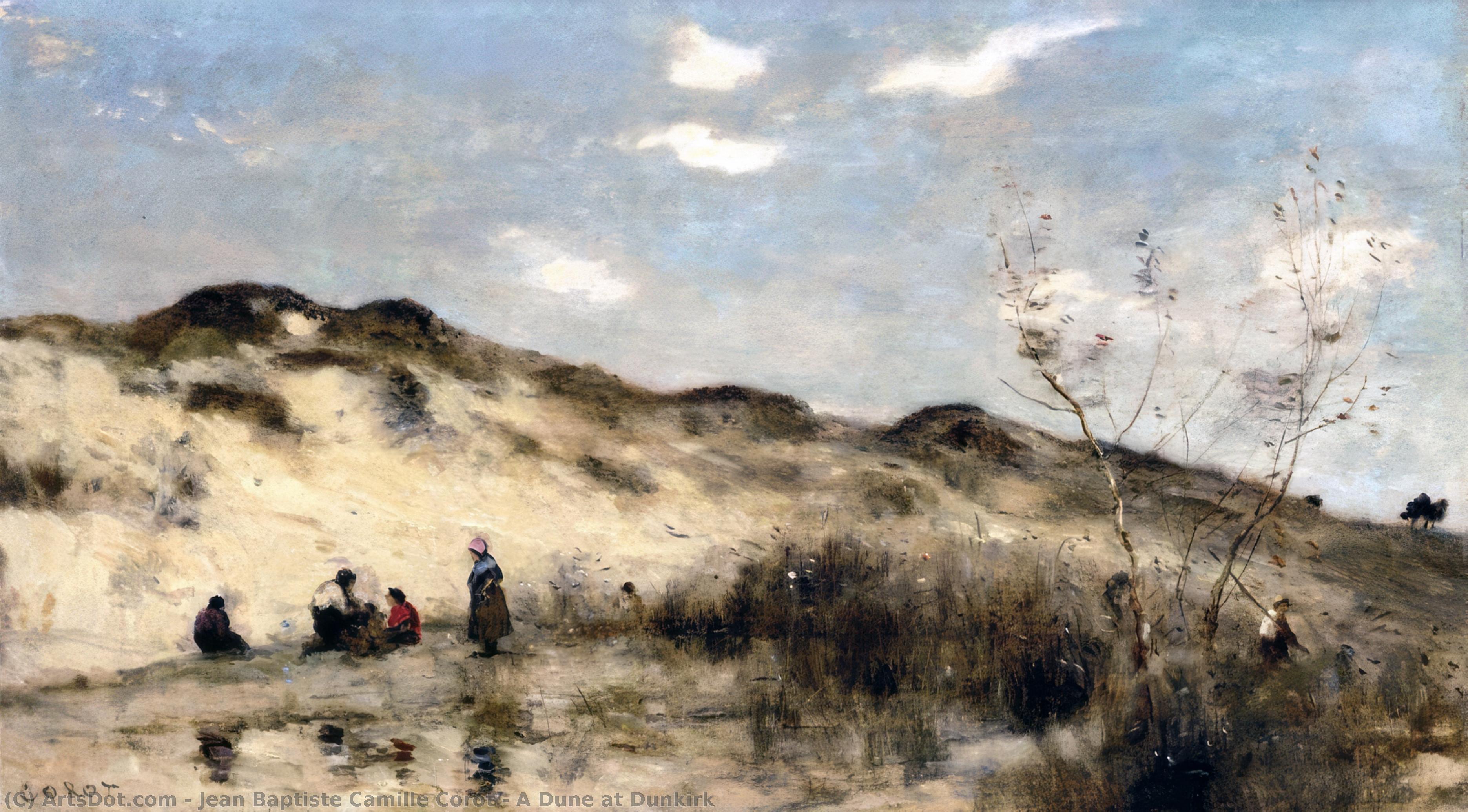 Wikoo.org - موسوعة الفنون الجميلة - اللوحة، العمل الفني Jean Baptiste Camille Corot - A Dune at Dunkirk