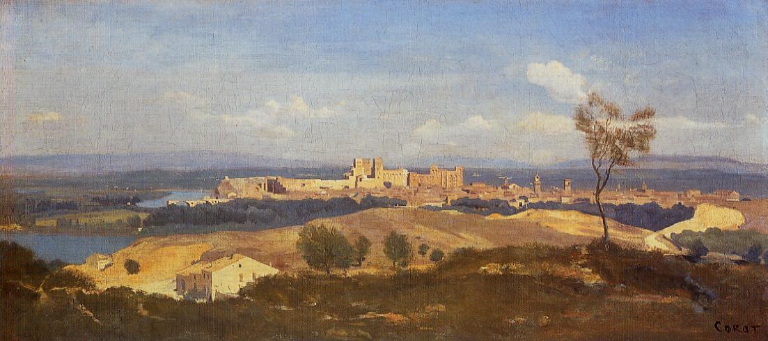 Wikioo.org – L'Enciclopedia delle Belle Arti - Pittura, Opere di Jean Baptiste Camille Corot - Avignone Visto da Villeneuve-les-Avignon
