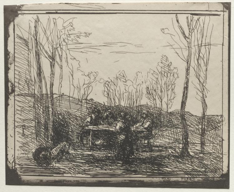 WikiOO.org - Enciclopedia of Fine Arts - Pictura, lucrări de artă Jean Baptiste Camille Corot - Breakfast in a Glade
