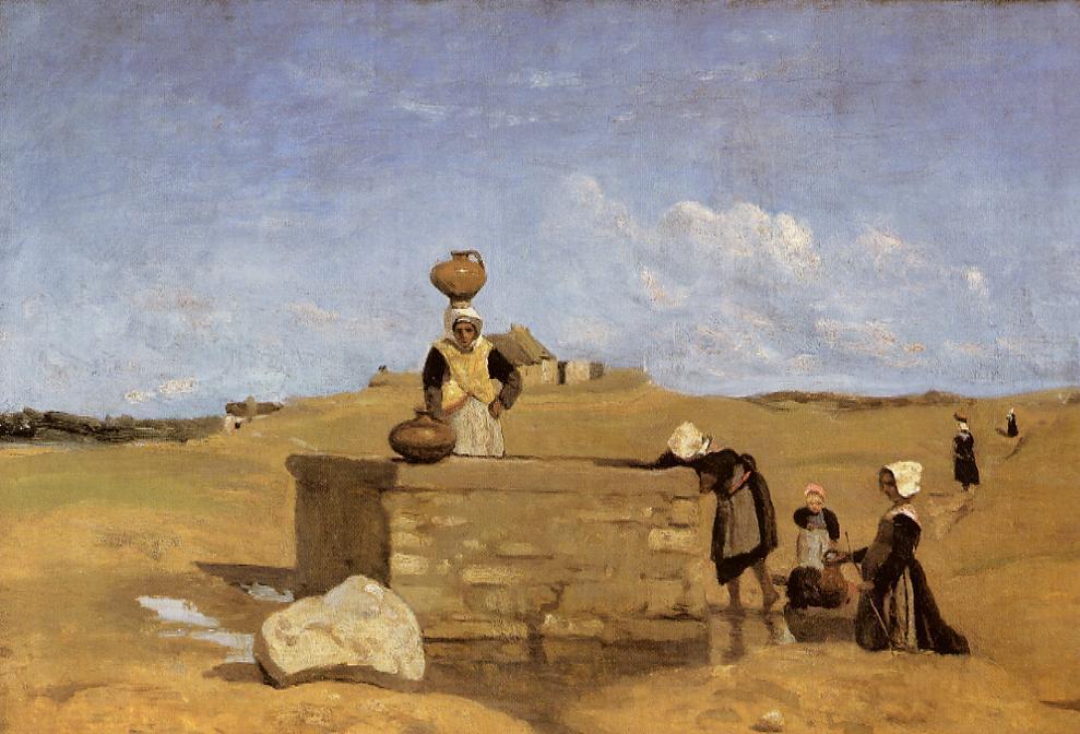 Wikioo.org - The Encyclopedia of Fine Arts - Painting, Artwork by Jean Baptiste Camille Corot - Breton Women at the Fountain