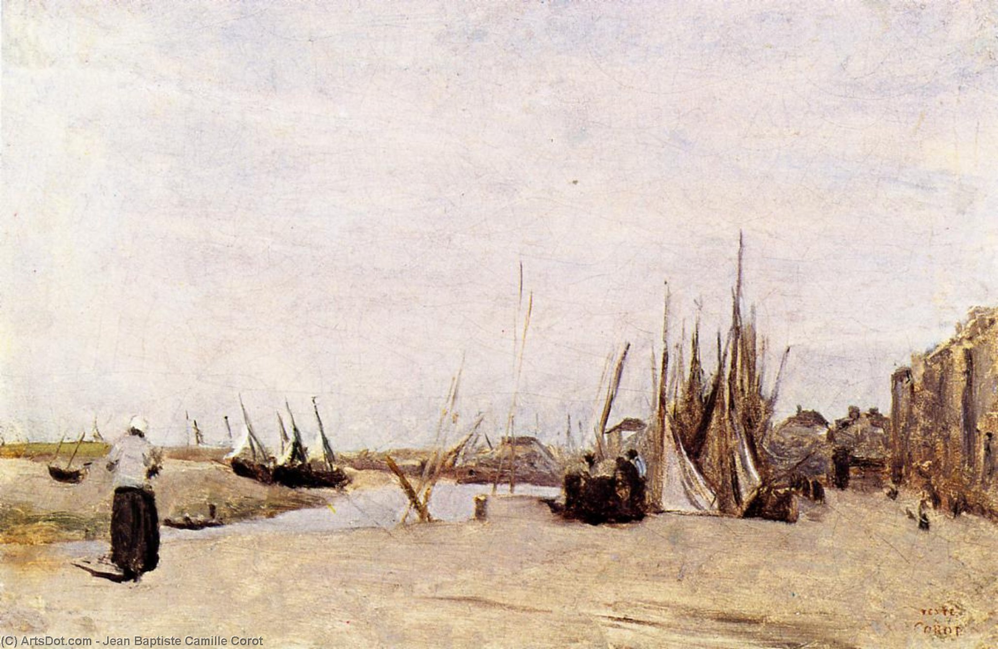 Wikioo.org - The Encyclopedia of Fine Arts - Painting, Artwork by Jean Baptiste Camille Corot - Fishermen's Quay, Trouville