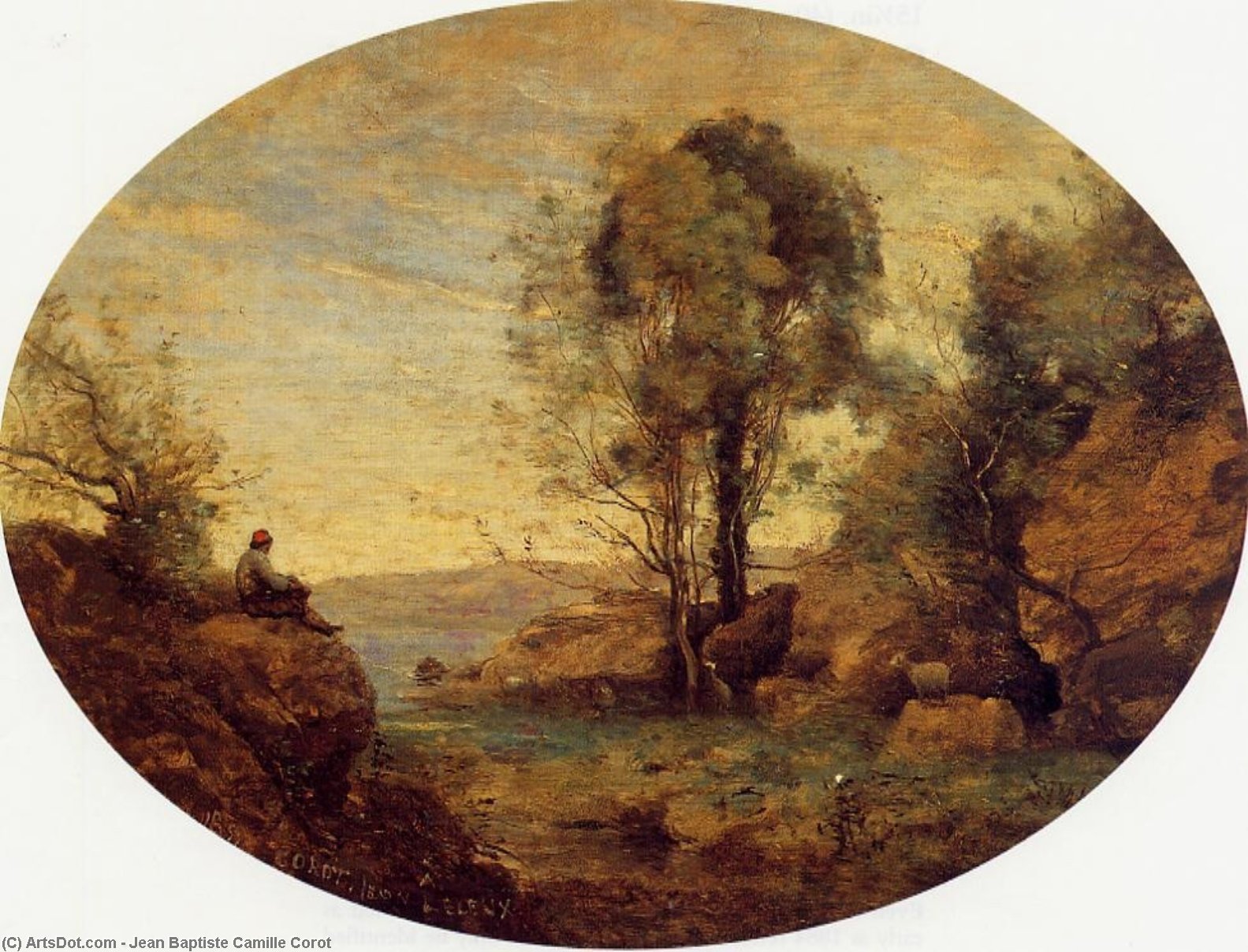WikiOO.org - Енциклопедия за изящни изкуства - Живопис, Произведения на изкуството Jean Baptiste Camille Corot - La Patre dominant la Gorge rocheuse