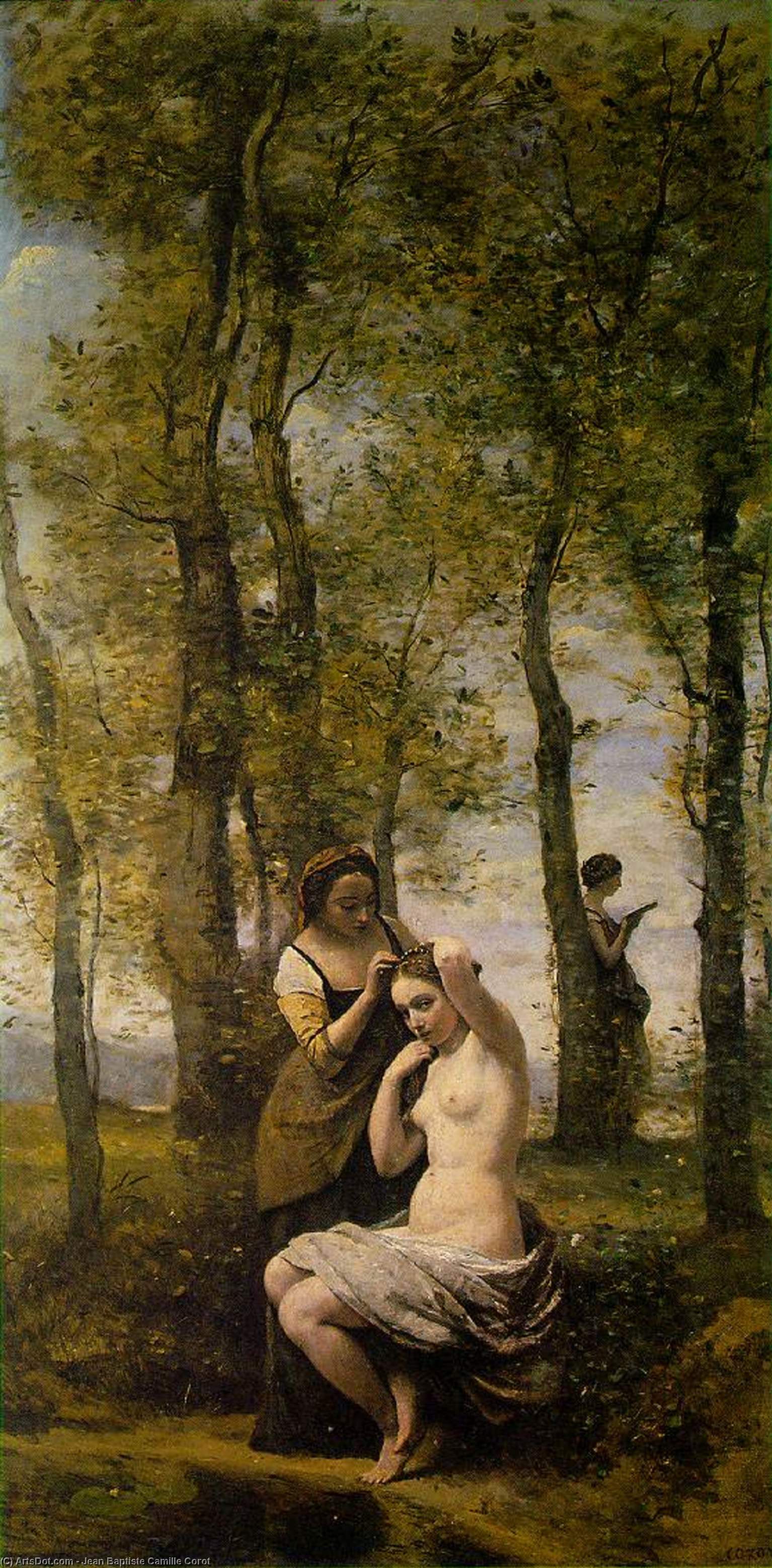 Wikioo.org - The Encyclopedia of Fine Arts - Painting, Artwork by Jean Baptiste Camille Corot - Le Toilette (aka Landscape with Figures)