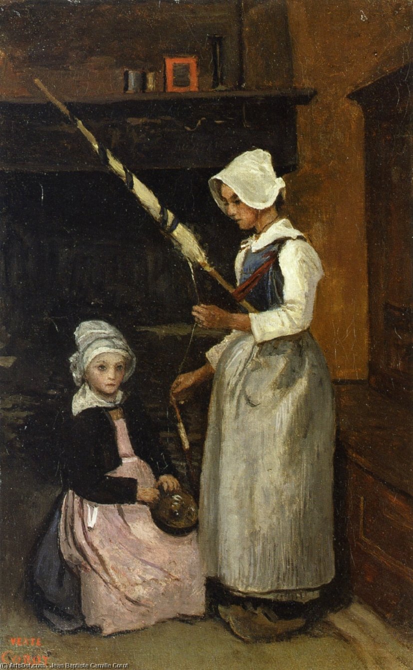 Wikioo.org – La Enciclopedia de las Bellas Artes - Pintura, Obras de arte de Jean Baptiste Camille Corot - Los campesinos de Mur