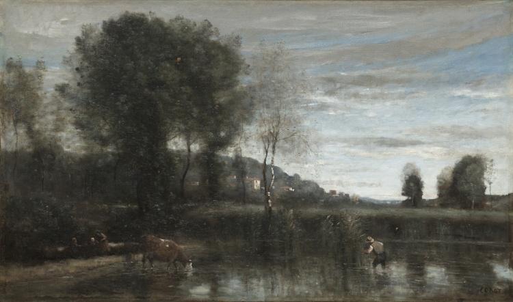 WikiOO.org – 美術百科全書 - 繪畫，作品 Jean Baptiste Camille Corot - 池塘阿弗雷城