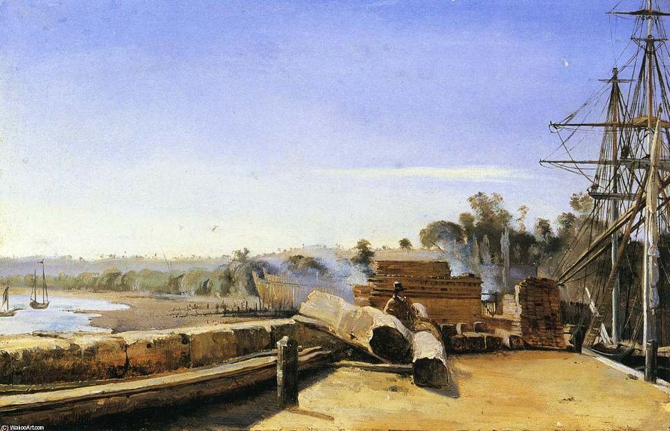 Wikioo.org - The Encyclopedia of Fine Arts - Painting, Artwork by Jean Baptiste Camille Corot - Shipyard in Honfleur