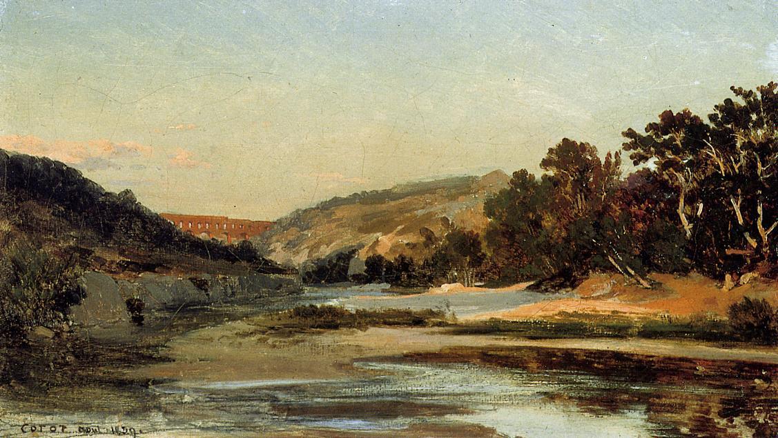 Wikioo.org - The Encyclopedia of Fine Arts - Painting, Artwork by Jean Baptiste Camille Corot - The Aqueduct in the Valley