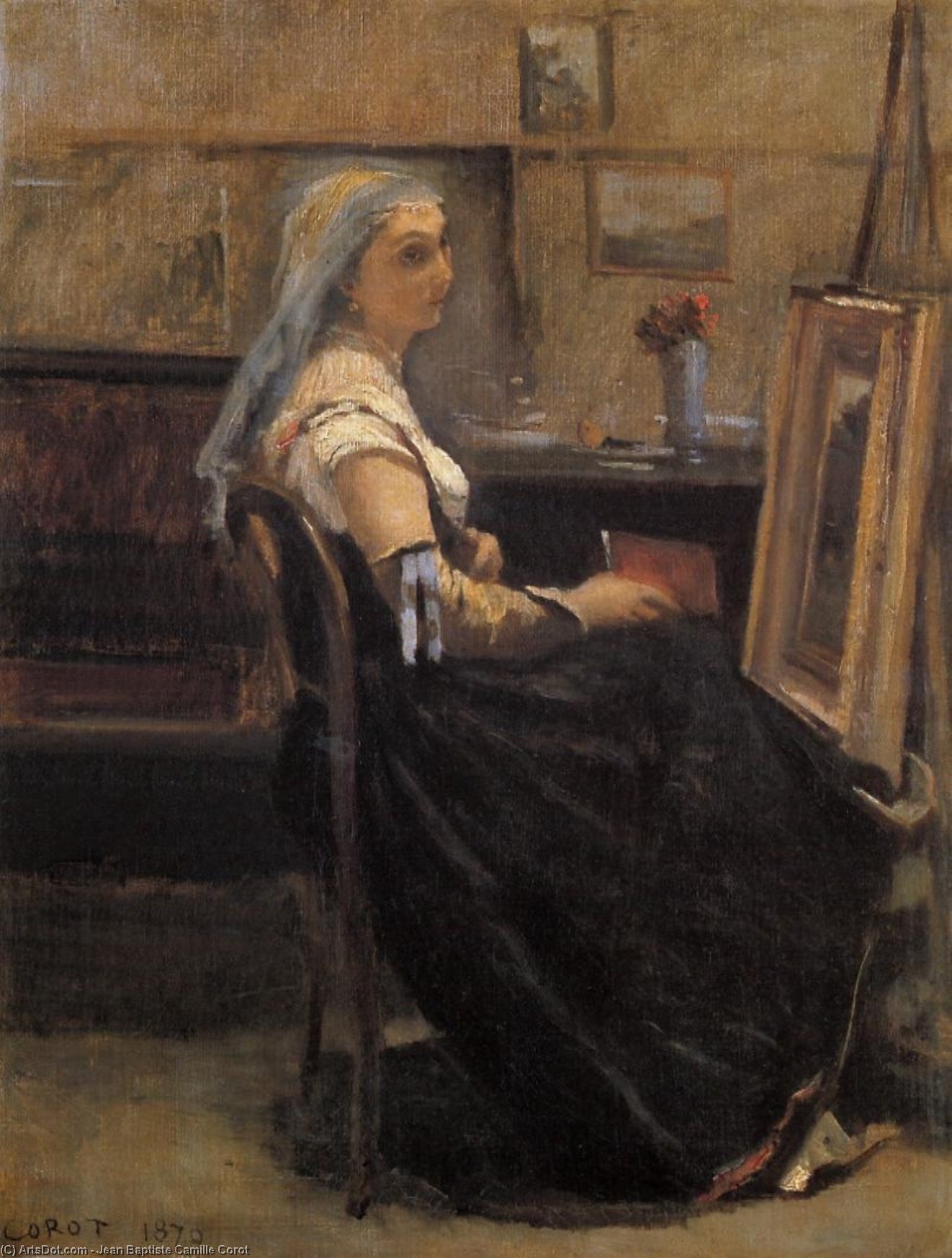 Wikioo.org - The Encyclopedia of Fine Arts - Painting, Artwork by Jean Baptiste Camille Corot - The Artist's Studio 1