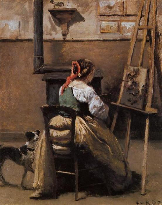 Wikioo.org - The Encyclopedia of Fine Arts - Painting, Artwork by Jean Baptiste Camille Corot - The Artist's Studio