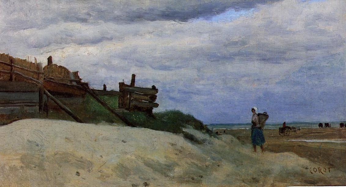 Wikioo.org - สารานุกรมวิจิตรศิลป์ - จิตรกรรม Jean Baptiste Camille Corot - The Beach at Dunkirk
