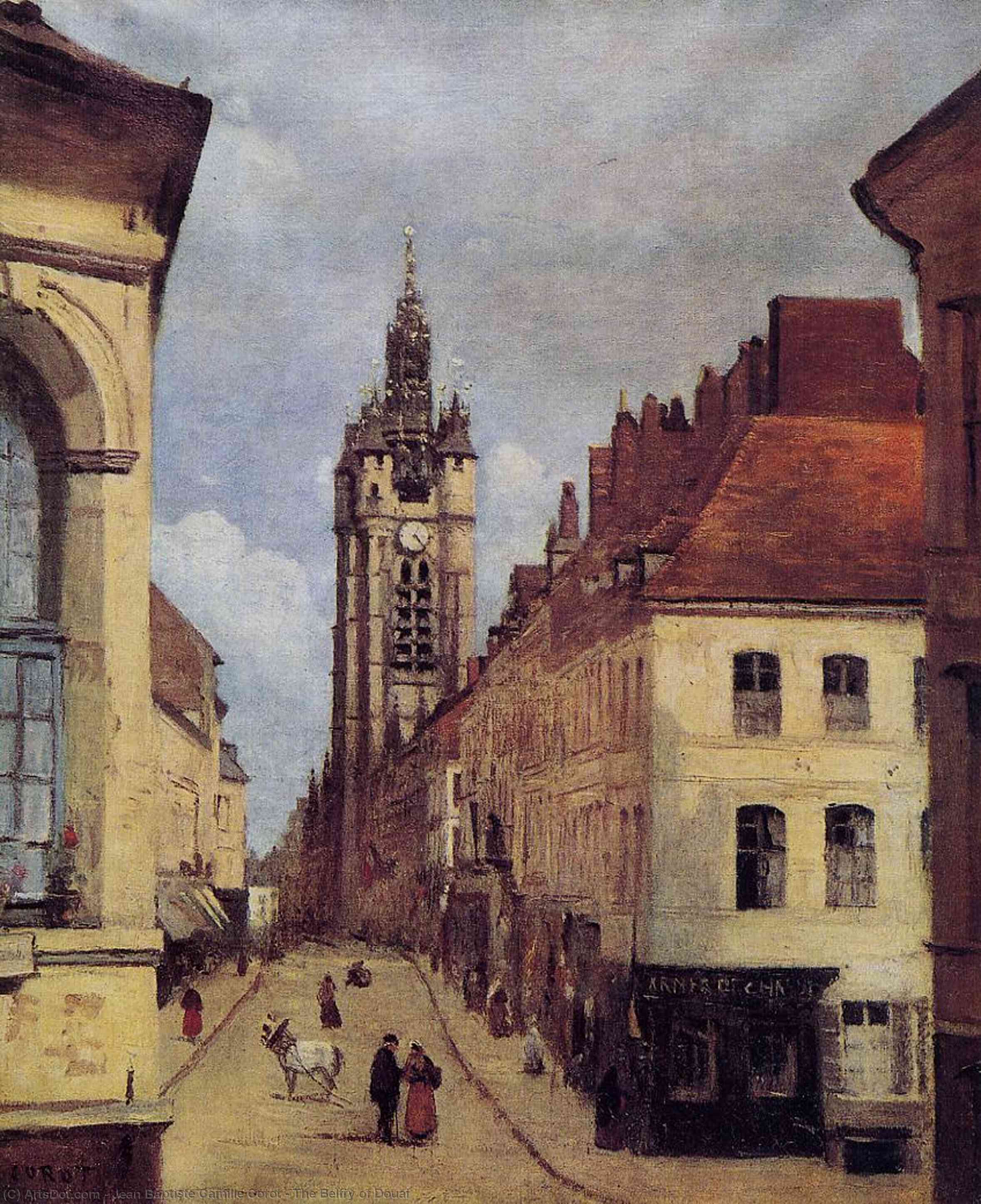 WikiOO.org - Encyclopedia of Fine Arts - Maleri, Artwork Jean Baptiste Camille Corot - The Belfry of Douai