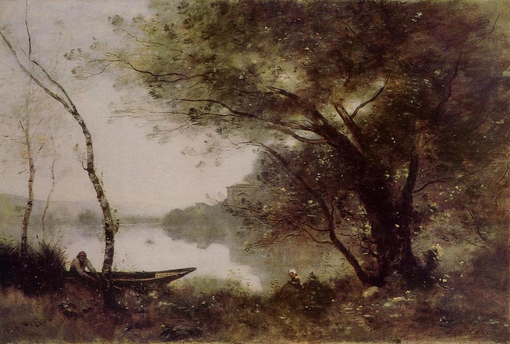 Wikioo.org - The Encyclopedia of Fine Arts - Painting, Artwork by Jean Baptiste Camille Corot - The Boatmen of Mortefontaine