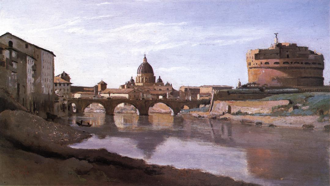 Wikioo.org - The Encyclopedia of Fine Arts - Painting, Artwork by Jean Baptiste Camille Corot - View of St. Peter's and the Castel Sant'Angelo