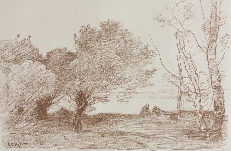 WikiOO.org - Encyclopedia of Fine Arts - Maleri, Artwork Jean Baptiste Camille Corot - Willows and Poplars