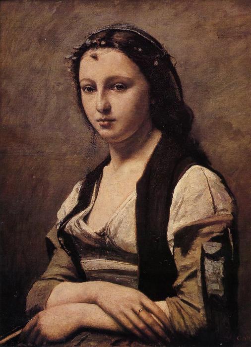Wikioo.org - The Encyclopedia of Fine Arts - Painting, Artwork by Jean Baptiste Camille Corot - Woman with a Pearl 1
