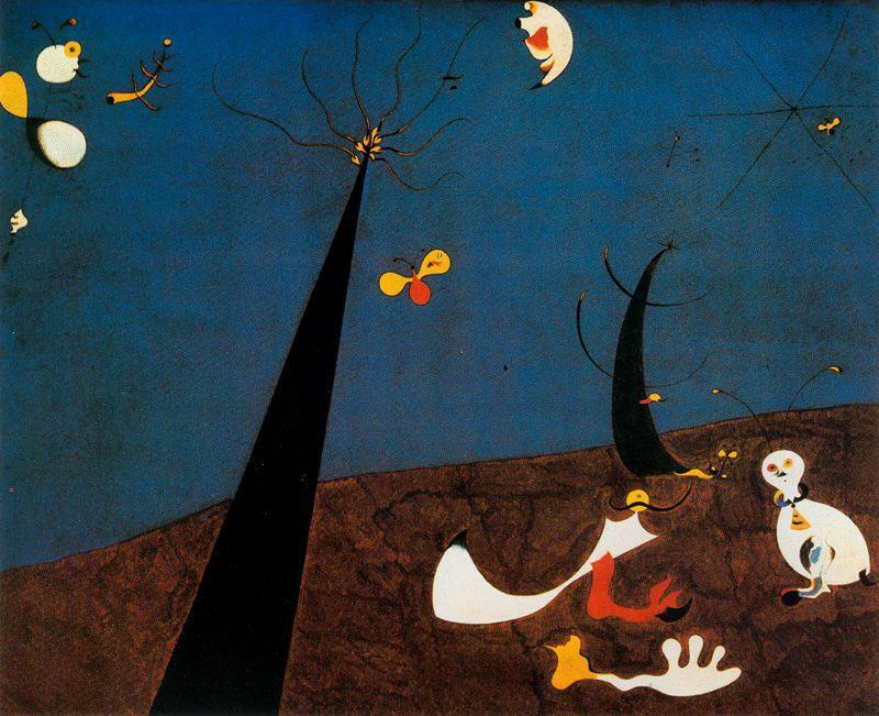 Wikioo.org – La Enciclopedia de las Bellas Artes - Pintura, Obras de arte de Joan Miro - El diálogo delaware los insectos
