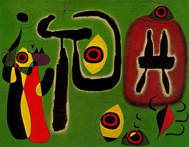 Wikioo.org – La Enciclopedia de las Bellas Artes - Pintura, Obras de arte de Joan Miro - El sol rojo huevas a la araña