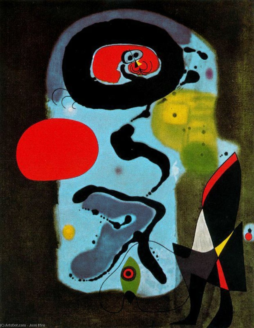 Wikoo.org - موسوعة الفنون الجميلة - اللوحة، العمل الفني Joan Miro - El sol rojo