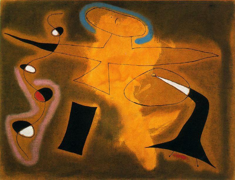 Wikioo.org – La Enciclopedia de las Bellas Artes - Pintura, Obras de arte de Joan Miro - El vuelo del pájaro sobre la llanura III VOL