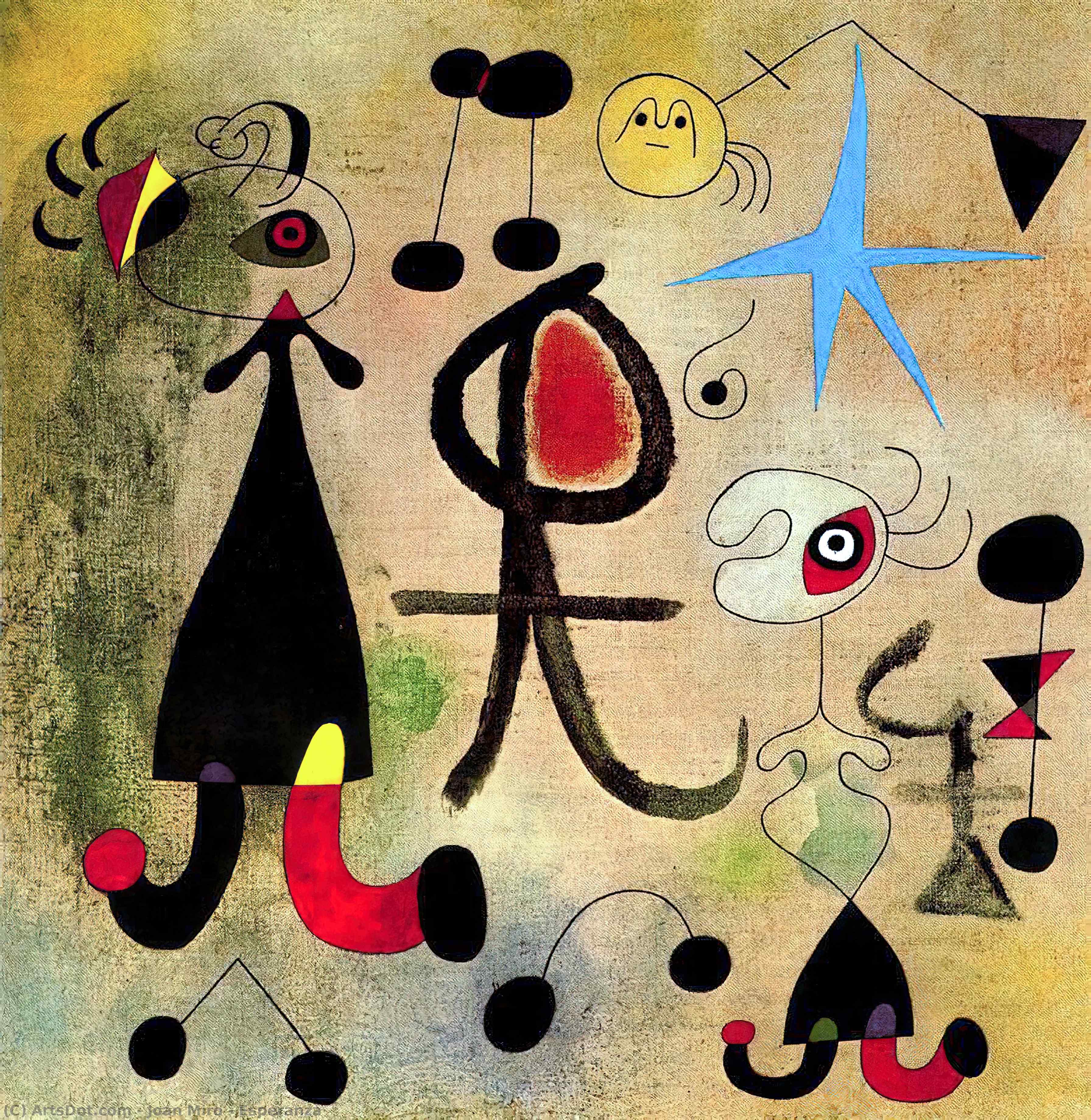 Wikoo.org - موسوعة الفنون الجميلة - اللوحة، العمل الفني Joan Miro - Esperanza